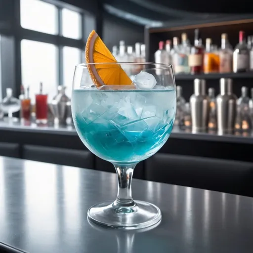 Prompt: Enterprise futuristic cocktail with ice
