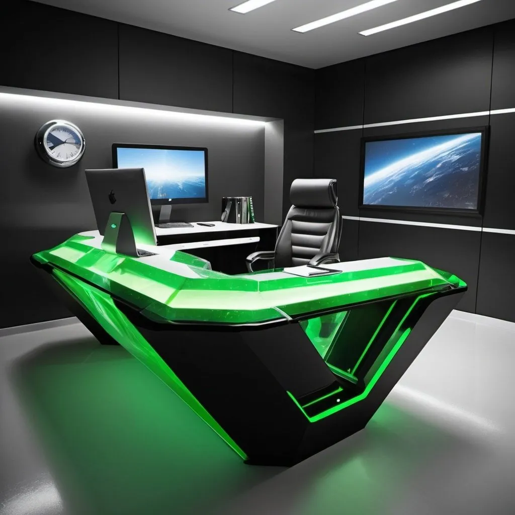 Prompt: Futuristic office desk kryptonite