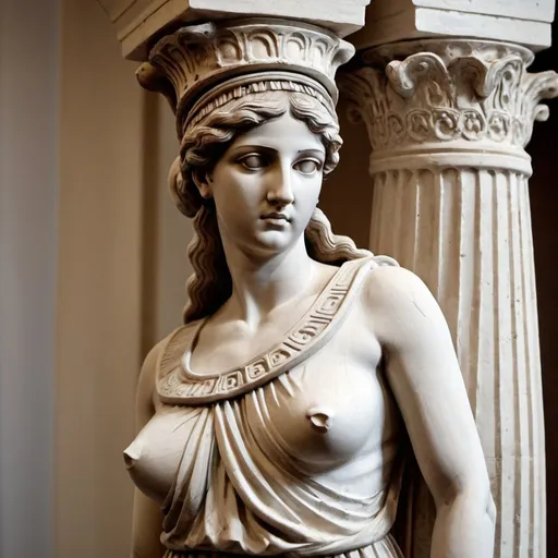 Prompt: greek woman caryatid