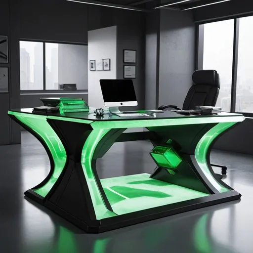 Prompt: Futuristic office desk kryptonite 