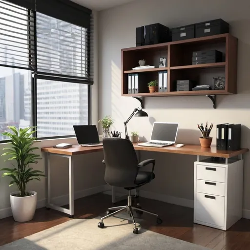 Prompt: interior office desk