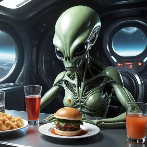 Prompt: food and drink alien futuristic