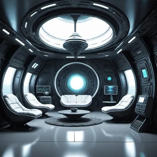 Prompt: alien futuristic interior