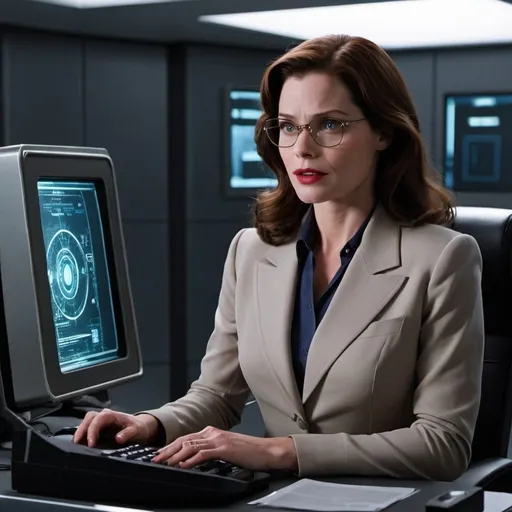 Prompt:  reporter Lois Lane futuristic computer