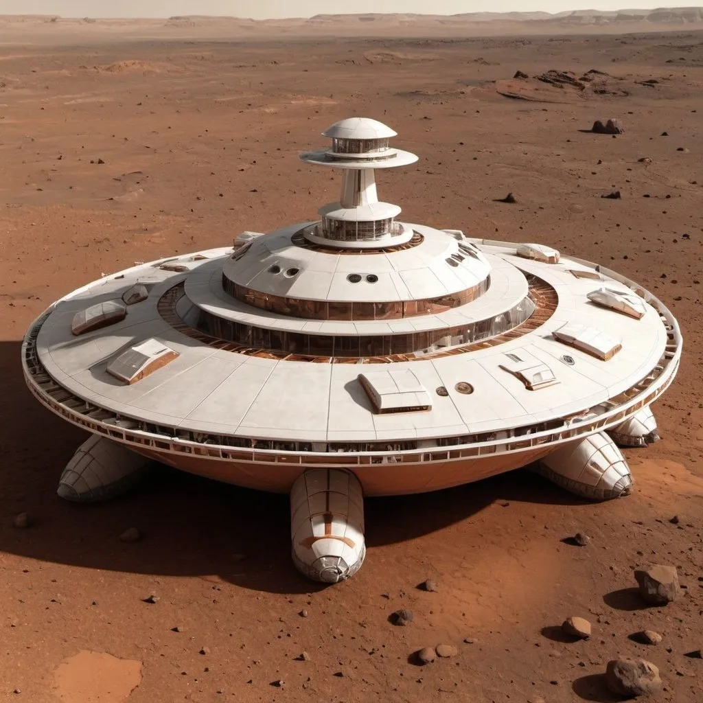 Prompt: Mars land ship 