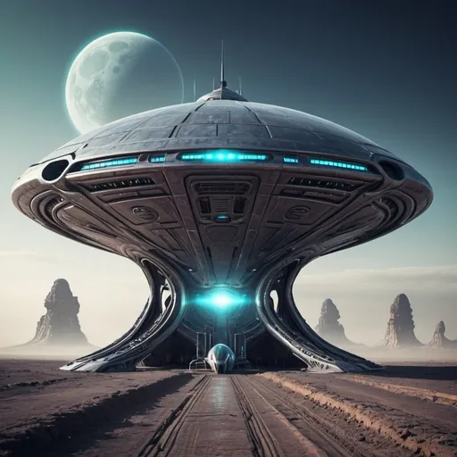 Prompt: Futuristic alien ship