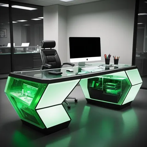 Kryptonite office desk futuristic interior