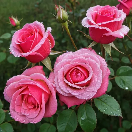 Prompt: dew on roses