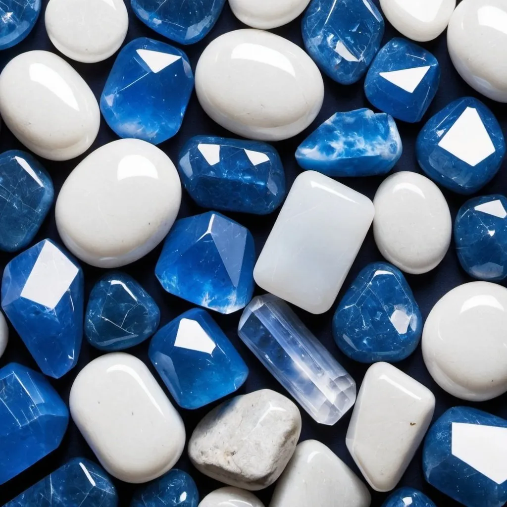 Prompt: blue and white kryptonite stones 