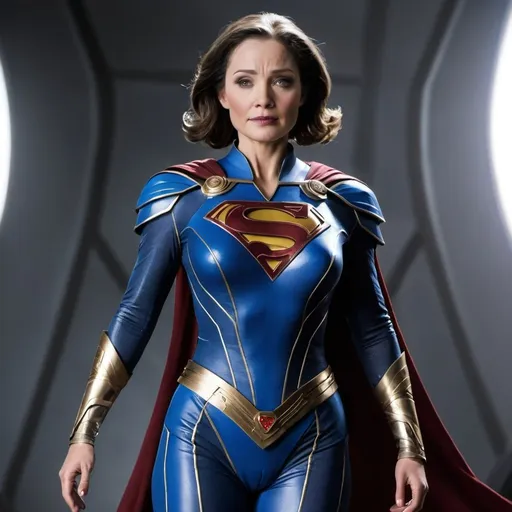 Prompt: female jor el suit
