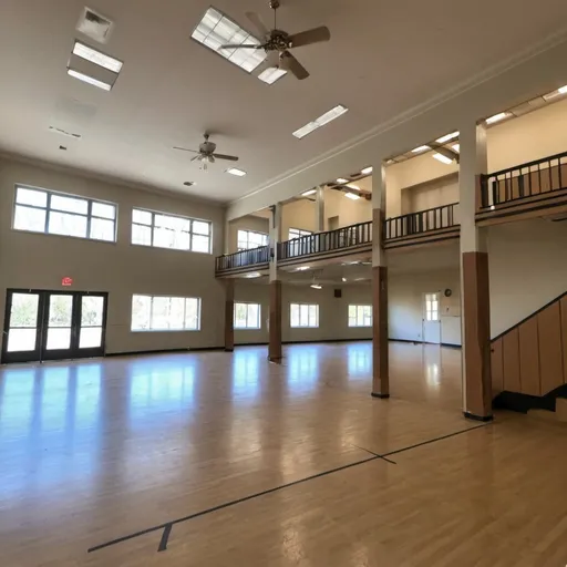 Prompt: Rating Pending To Mature 17+ 🛣️ Bronx Avalon High School Center🏫 interior Bigger Huge Dance Room