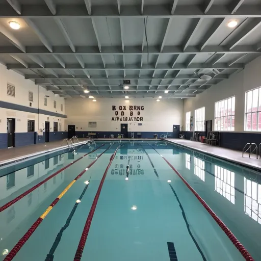 Prompt: Rating Pending To Mature 17+ 🛣️ Bronx Avalon High School Center🏫 interior indoor Pool Swim Team