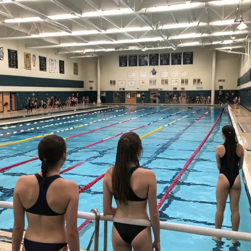 Prompt: Rating Pending To Mature 17+ 🛣️ Bronx Avalon High School Center🏫 interior Swim Team