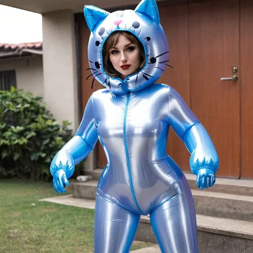 Prompt: inflatable PVC Cat Lady Suit🐈‍⬛ For Adults