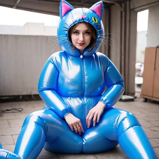Prompt: inflatable PVC Cat Lady Suit🐈‍⬛ For Adults👨 