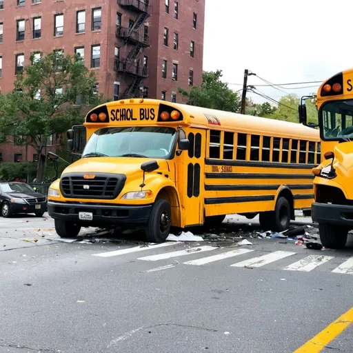 Prompt: Crash💥 The School Bus in The Bronx🛣️