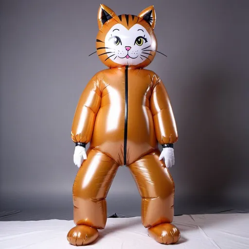 Prompt: inflatable PVC Cat Lady Suit🐈‍⬛ For Boys For Akai Brown Smith