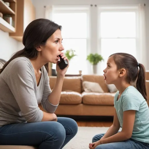 Prompt: Being quiet immediately quiet sounds bothering parents mom and dad in household