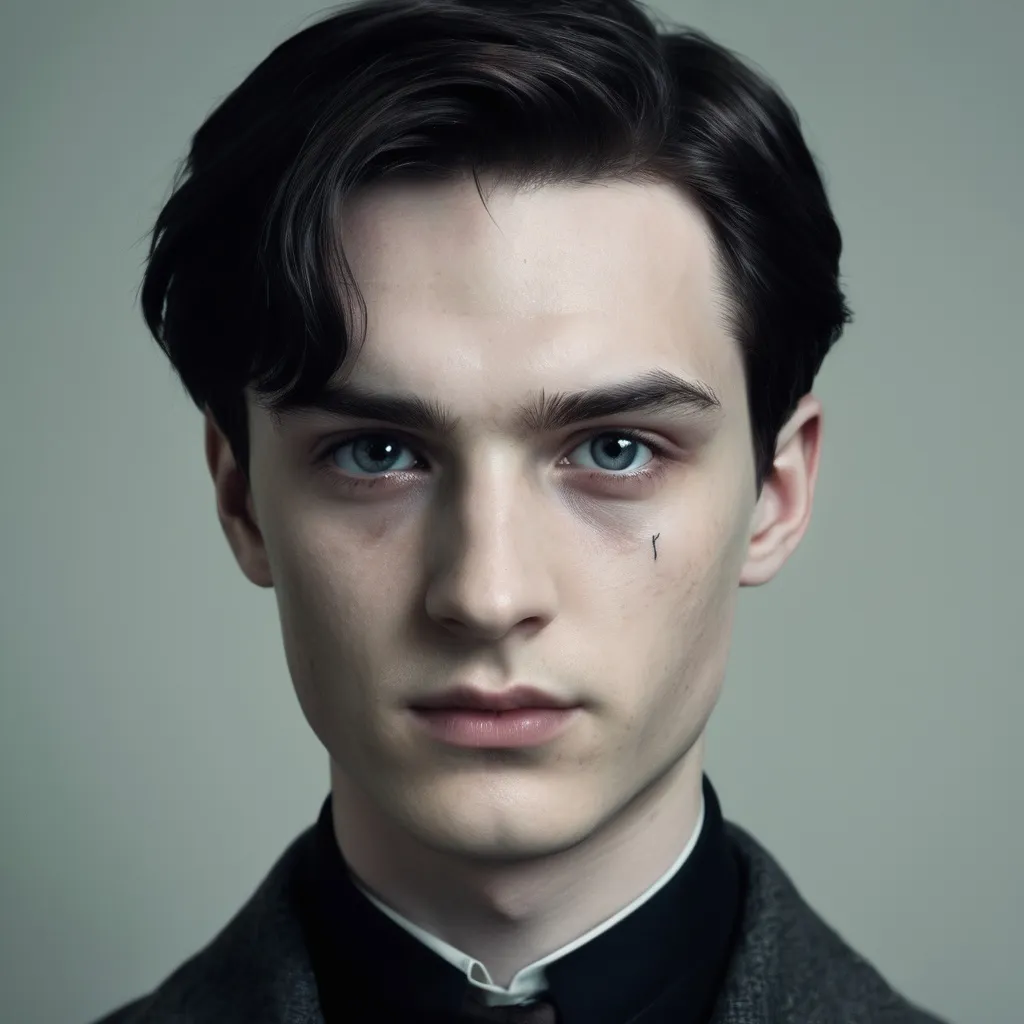 Prompt: young man looking similar to Tom Riddle. Handsome and dangerous