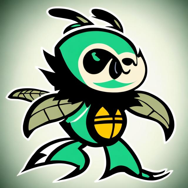 Prompt: Create Hornets mascot using colors green black white and hold and native american coastal art