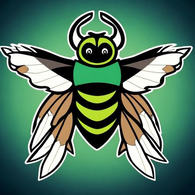 Prompt: Create Hornets mascot using colors green black white and hold and native american coastal art