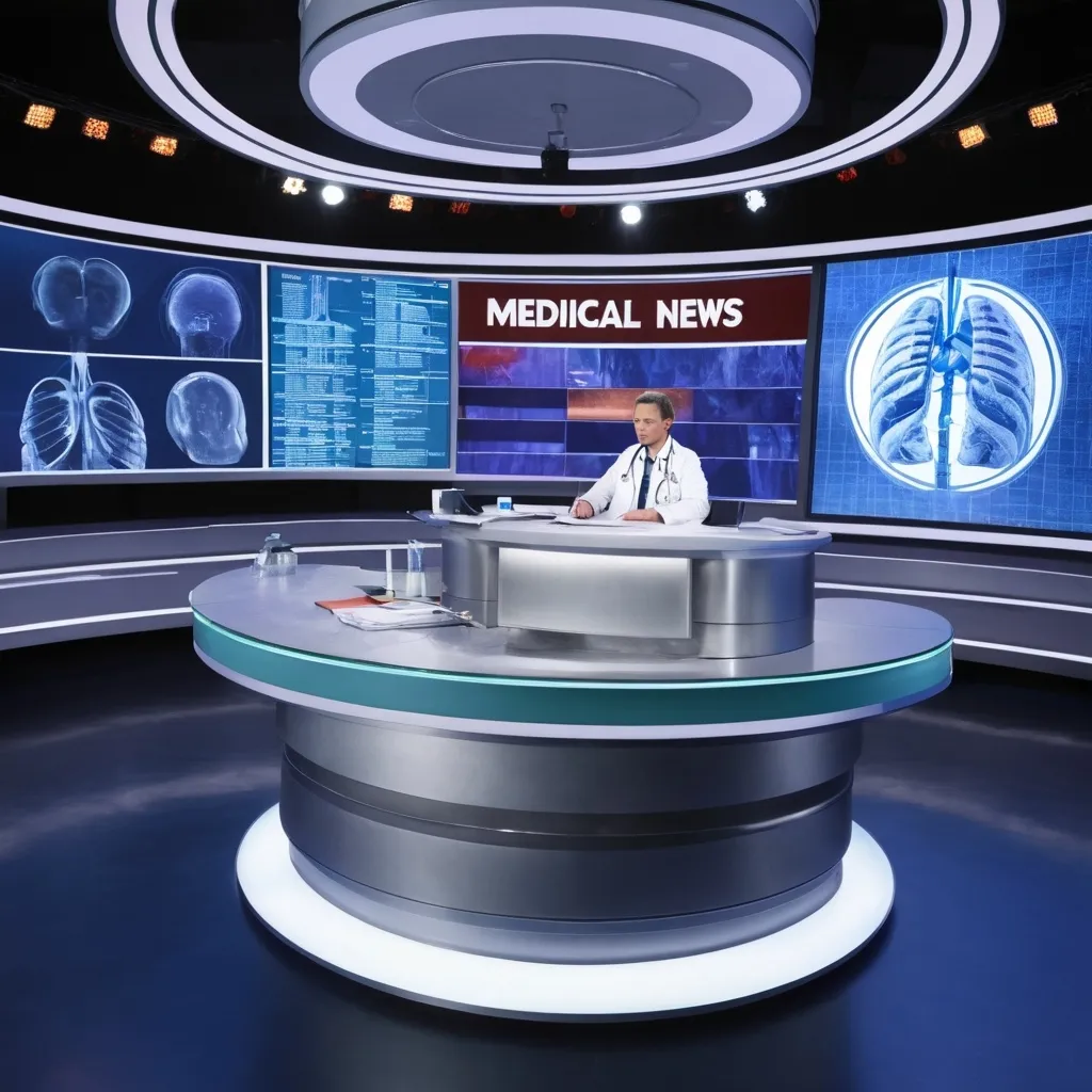 Prompt: A medical  news stage