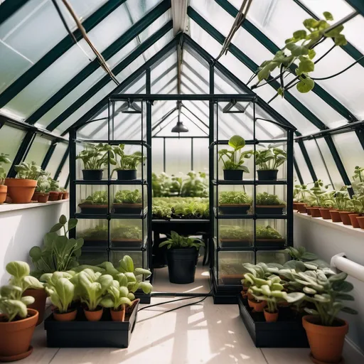 Prompt: Photo of electric greenhouse at home