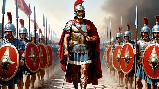 Prompt: a roman general leading his army, ultro realism.