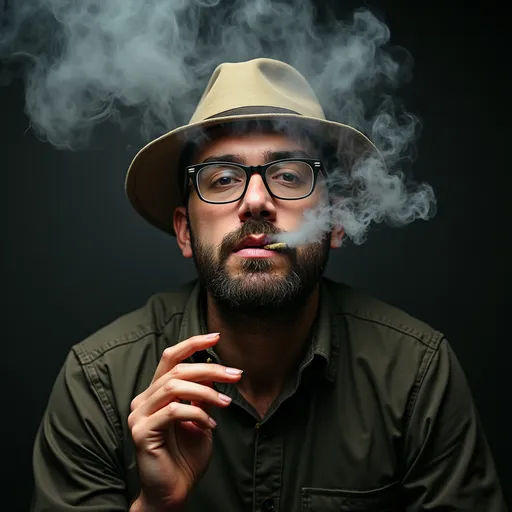 Prompt: man smoking colarado kush