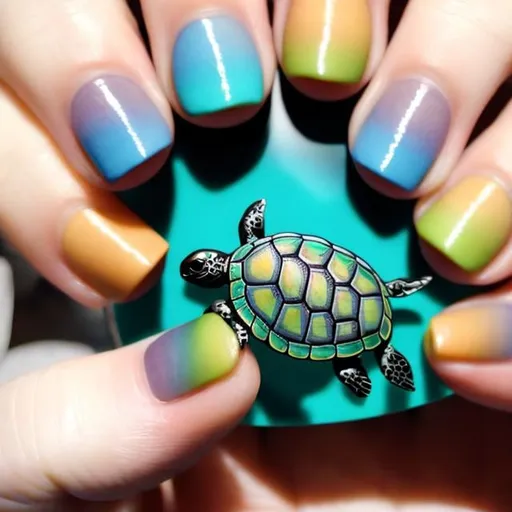 Prompt: Multichrome sea turtles 