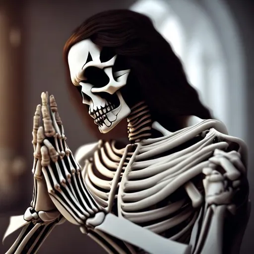 Prompt: Skeleton Jesus praying 