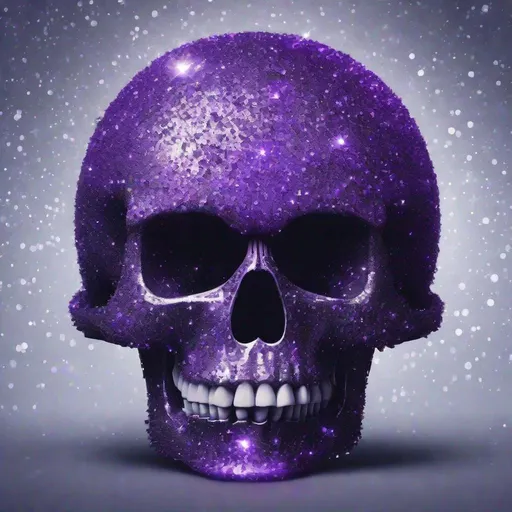 Prompt: The Death Star,  shaped like a skull, with purple sparkles 