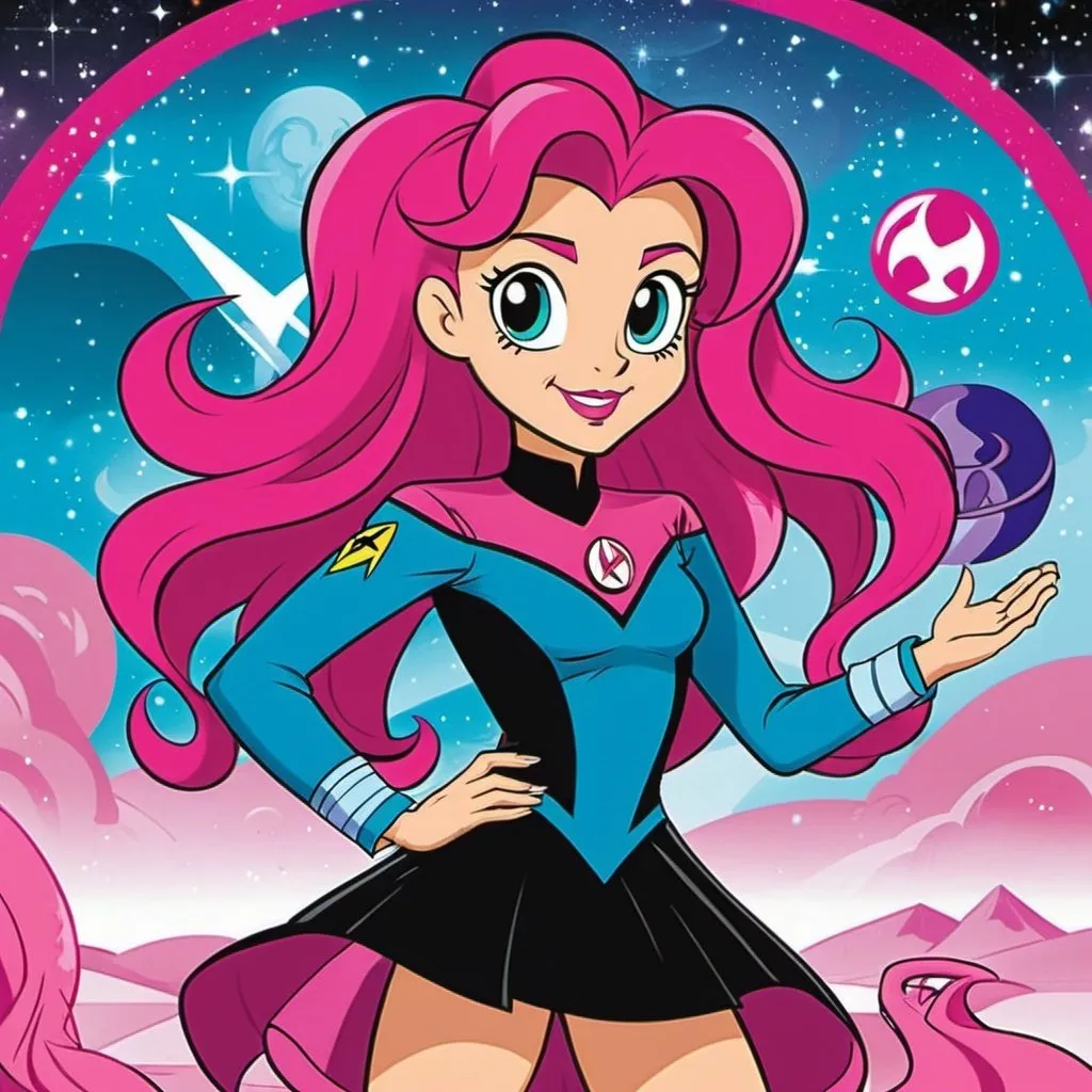 Prompt: star trek equestria girls adult pinkie pie