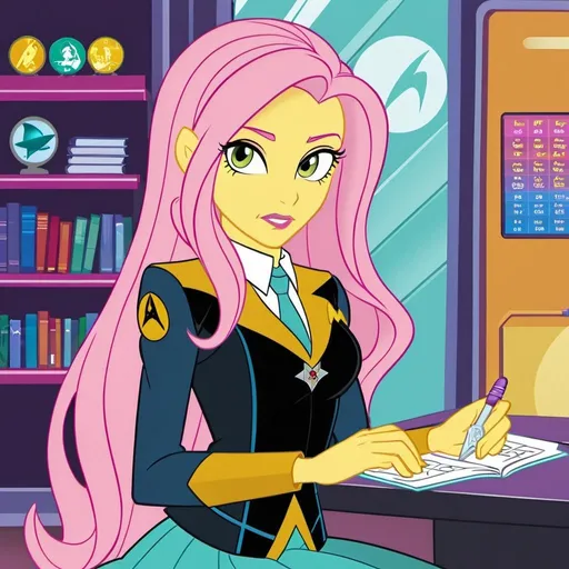 Prompt: star trek equestria girls adult counselor fluttershy