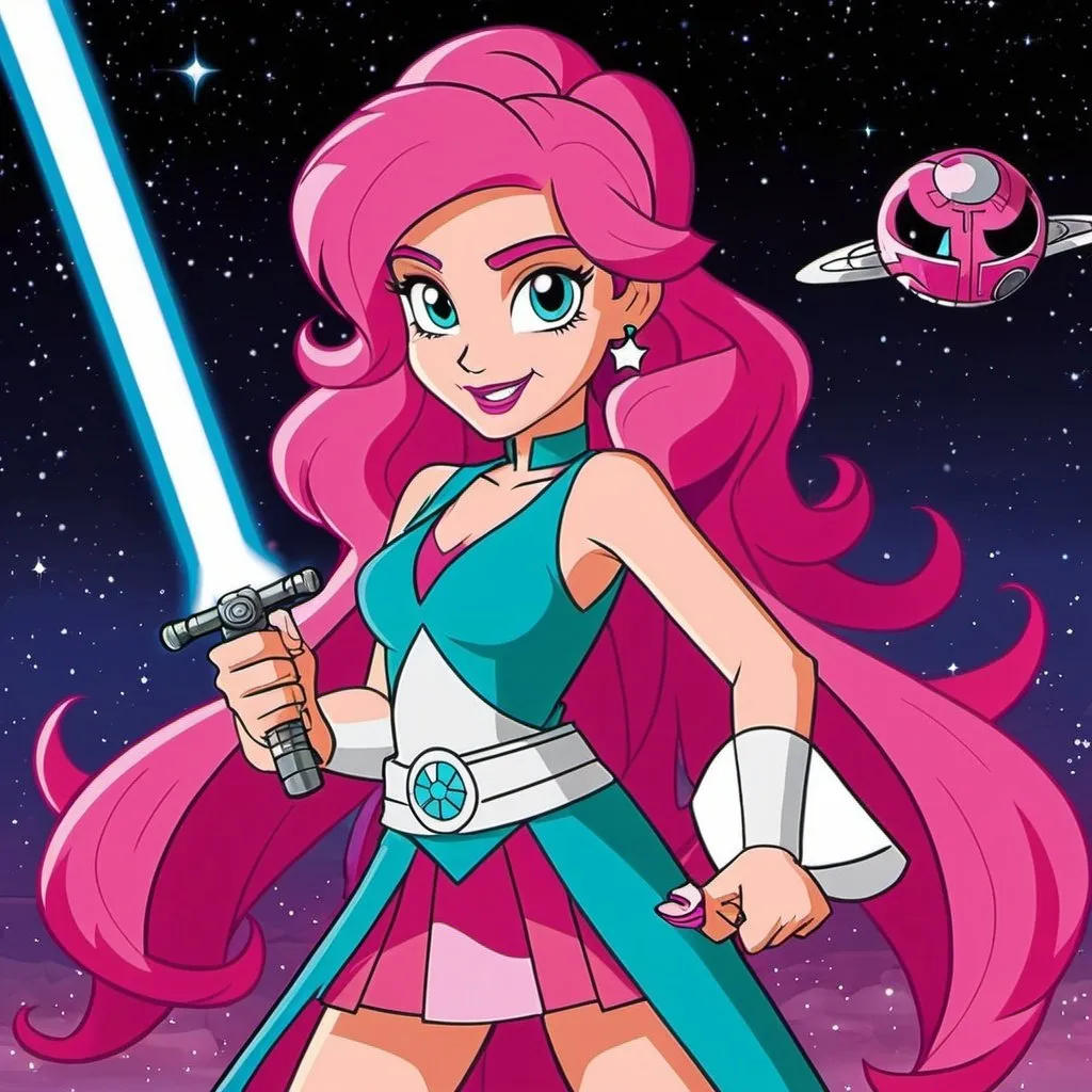 Prompt: star wars equestria girls jedi adult pinkie pie