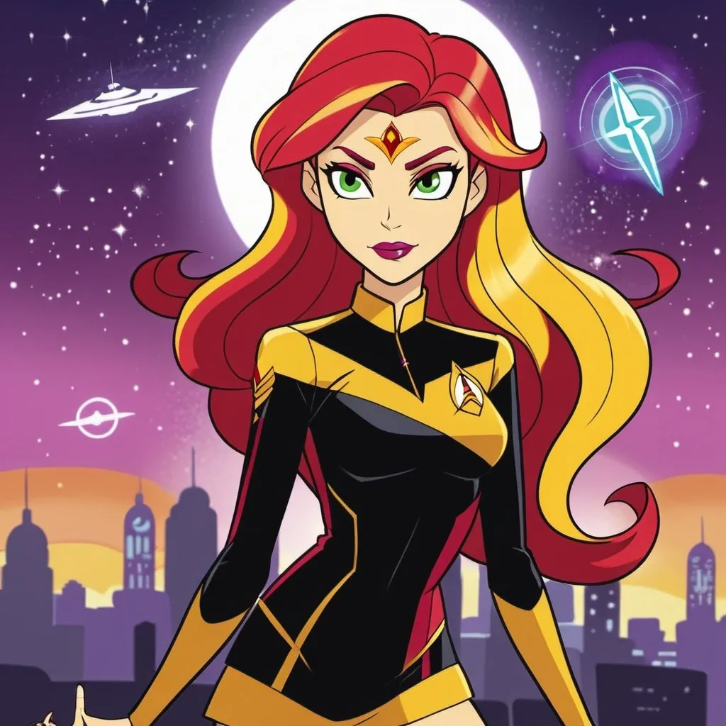 Prompt: star trek equestria girls adult sunset shimmer