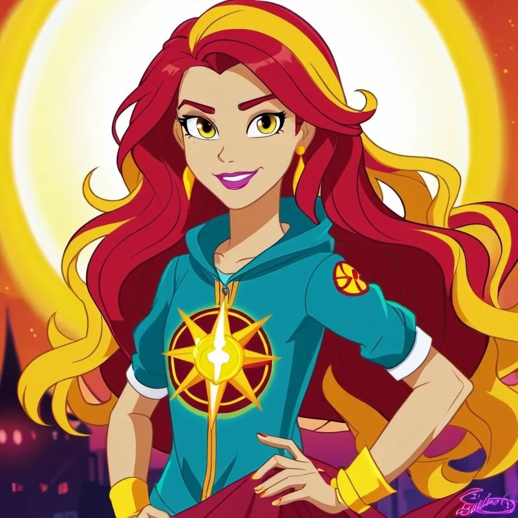 Prompt: sci fi equestria girls sunset shimmer