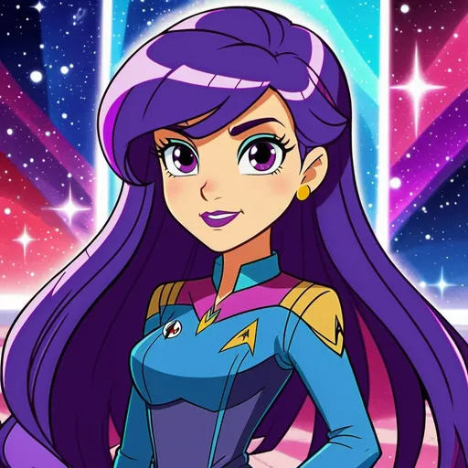 Prompt: star trek equestria girls twilight sparkle with purple skin