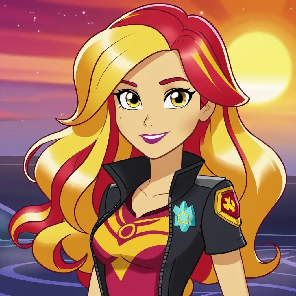 Prompt: sci fi equestria girls sunset shimmer