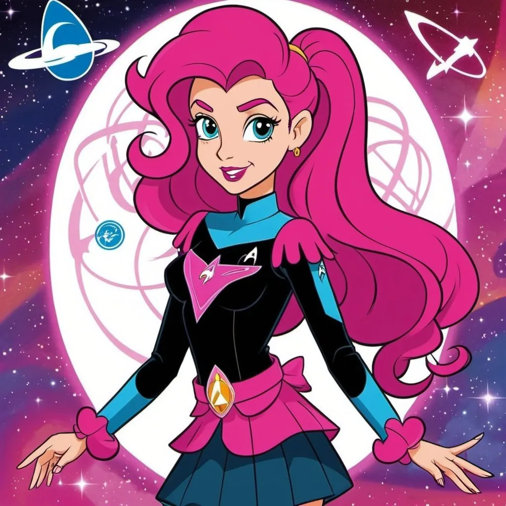 Prompt: star trek equestria girls adult pinkie pie