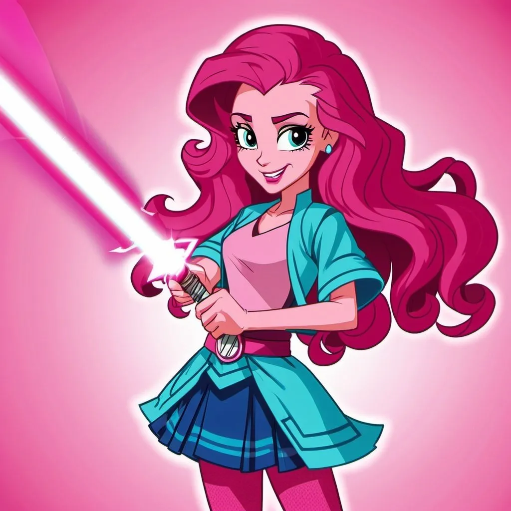 Prompt: equestria girls jedi adult pinkie pie