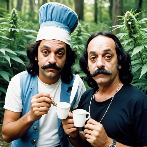 Prompt: Alice in wonderland cannabis cocaine heroin cheech and chong
