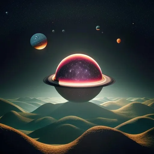 Prompt: Create an otherworldly scene depicting 'Polkadot' as a celestial body. Show a vibrant, spherical planet with colorful rings or interconnected bands encircling it. The planet's surface could exhibit a mix of diverse terrains or patterns, reflecting connectivity and diversity. Incorporate a sense of cosmic wonder and technological sophistication, suggesting a world that embodies interconnectedness and innovation. Show 'Polkadot' as a dying star.