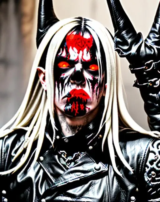 Prompt: Black metal singer,l leather looks like Gorgoroth