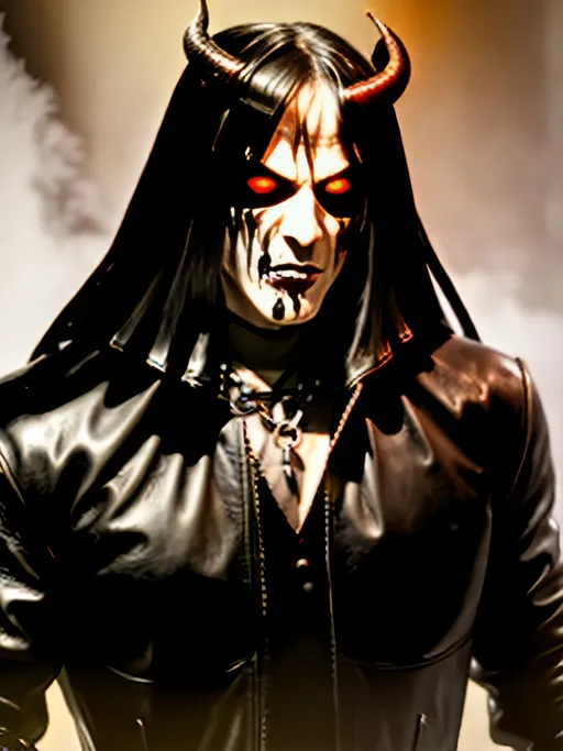 Prompt: Black metal singer,l leather looks like Gorgoroth