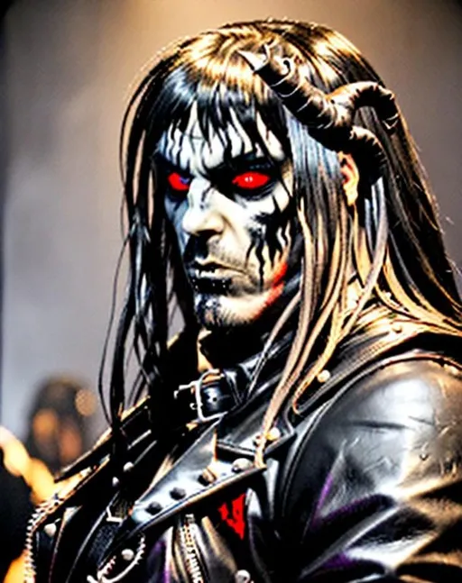 Prompt: Black metal singer,l leather looks like Gorgoroth