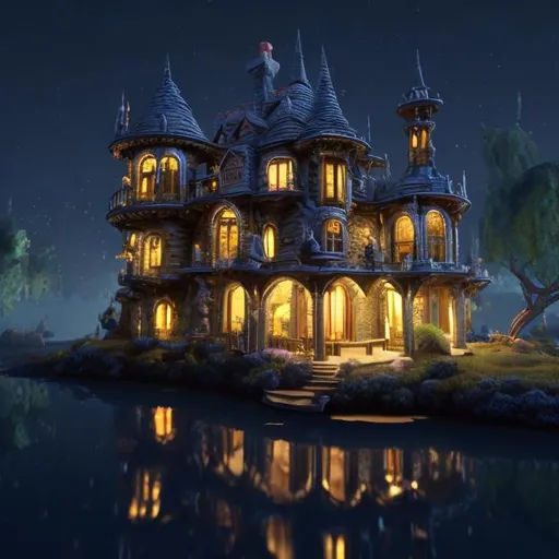 Prompt: 8k house from a magic world in the night
