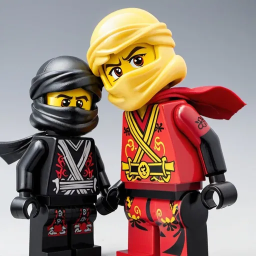 Prompt: Two Ninjago characters beside each other 