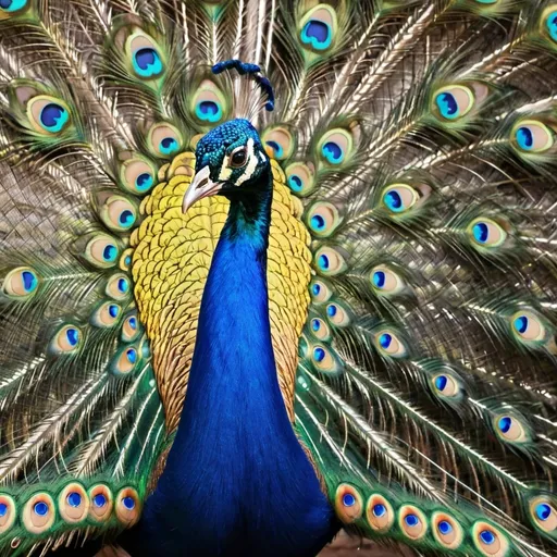 Prompt: a peacock with beautiful color around his