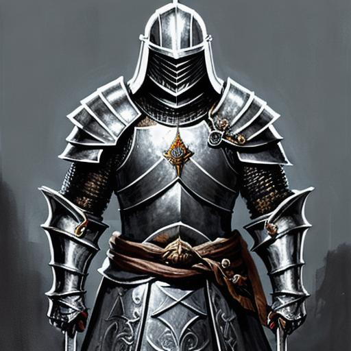 Prompt: a painting of a knight holding a sword, dark souls concept art, darksouls concept art, portrait of emperor of mankind, dark souls art, dark souls character, dark souls art style, picture of a male cleric, concept art of god, anor londo, dark soul armor concept, from software game, knight wearing helmet, masterpiece concept art, full body grayscale drawing